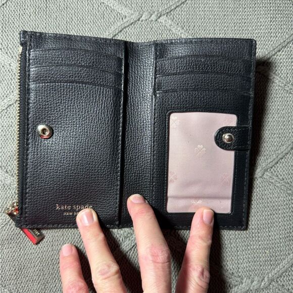 VTG Kate Spade Card Holder Wallet Pattern Floral Black White Hippie Boho Small - Picture 5 of 8